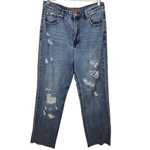 FLYING ANGEL HIGH RISE DISTRESSED JEANS WOMEN'S SZ 9 HIGH WAISTED BAGGY RELAXED